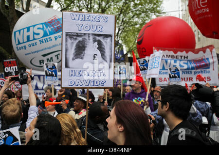 London, UK. 18th May, 2015. Protesters march from Jubilee Gardens to Downing Street to protest cuts to the National Health Service. Credit: Rob Pinney/Alamy Live News Stock Photo