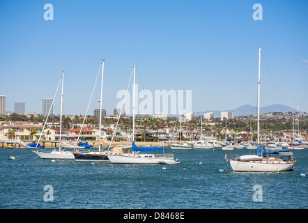 Boats in picturesque Newport Harbor. Stock Photo