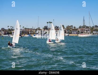 Sailing class in Newport Beach. Stock Photo