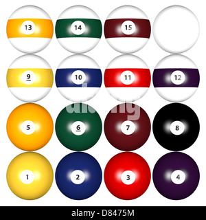 3d Render of a set of Pool Balls Stock Photo