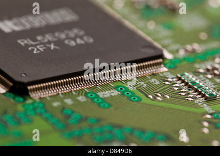 Processor chip on circuit board Stock Photo