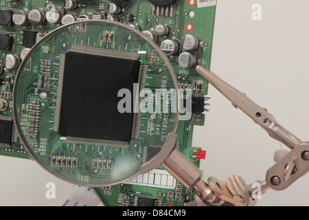Electronic board - circuit components on a base Stock Photo