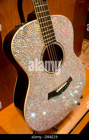Tennessee, Nashville. Country Music Hall of Fame. Taylor Swift's bejeweled rhinestone guitar. Stock Photo