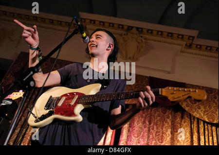 The 1975 plays The Old Ship Hotel as part of The Great Escape Festival 2013 on 18/05/2013 in Brighton. Persons pictured: Matthew Healy (vocals/guitar), Adam Hann (guitar), George Daniel (drums), and Ross MacDonald (bass). Picture by Julie Edwards Stock Photo