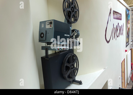 Cinema film projector at The Station a former railway train station at Richmond Yorkshire now an arts centre cinema and café Stock Photo