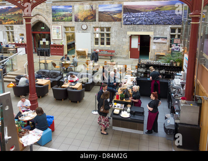 The Station a former railway train station at Richmond North Yorkshire now a busy arts centre gallery cinema and café Stock Photo