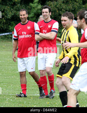 Bedfordshire, UK. 19th May, 2013. Royal Family TV actor Ralf Little plays for Arsenal 'Legends' team in a charity football fundraiser against teachers of Sandye Place Academy, Bedfordshire - May 19th 2013  Photo by Keith Mayhew/Alamy Live News Stock Photo