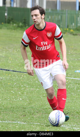 Bedfordshire, UK. 19th May, 2013. Royal Family TV actor Ralf Little plays for Arsenal 'Legends' team in a charity football fundraiser against teachers of Sandye Place Academy, Bedfordshire - May 19th 2013  Photo by Keith Mayhew/Alamy Live News Stock Photo