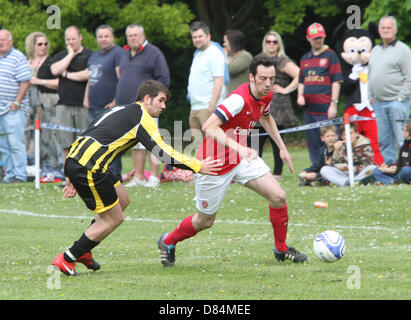 Bedfordshire, UK. 19th May, 2013. Royal Family TV actor Ralf Little plays for Arsenal 'Legends' team in a charity football fundraiser against teachers of Sandye Place Academy, Bedfordshire - May 19th 2013  Photo by Keith Mayhew/Alamy Live News Stock Photo