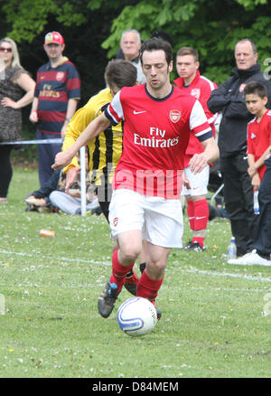 Bedfordshire, UK. 19th May, 2013. Royal Family TV actor Ralf Little plays for Arsenal 'Legends' team in a charity football fundraiser against teachers of Sandye Place Academy, Bedfordshire - May 19th 2013  Photo by Keith Mayhew/Alamy Live News Stock Photo