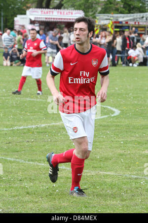 Bedfordshire, UK. 19th May, 2013. Royal Family TV actor Ralf Little plays for Arsenal 'Legends' team in a charity football fundraiser against teachers of Sandye Place Academy, Bedfordshire - May 19th 2013  Photo by Keith Mayhew/Alamy Live News Stock Photo