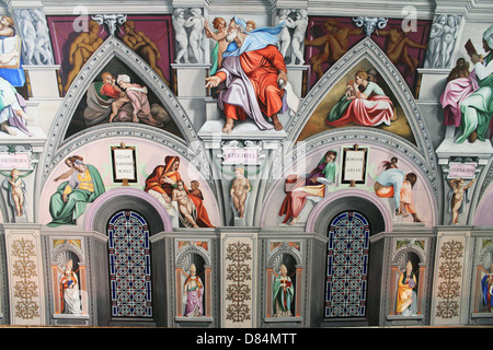 Sistine Chapel reproduction on ceiling at English Martyrs Catholic Church, Goring-by-Sea, West Sussex England UK Stock Photo