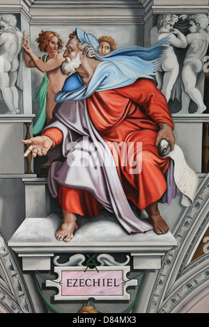 Sistine Chapel reproduction on ceiling at English Martyrs Catholic Church, Goring-by-Sea, West Sussex England UK Stock Photo