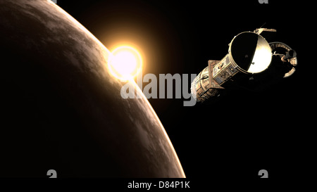 French/Bulgarian orbital weapons platform featured in 2001 : A Space Odyssey, in orbit. Stock Photo