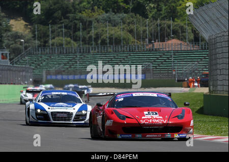 Imola, Italy. 19th May, 2013.  Barthez Fabien and Moullin Trafford of Sofrev ASP team in Ferrari 458  during the GT Tour FFSA from Imola. Stock Photo