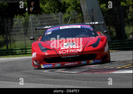 Imola, Italy. 19th May, 2013.   Barthez Fabien and Moullin Trafford of Sofrev ASP team in Ferrari 458  during the GT Tour FFSA from Imola. Stock Photo