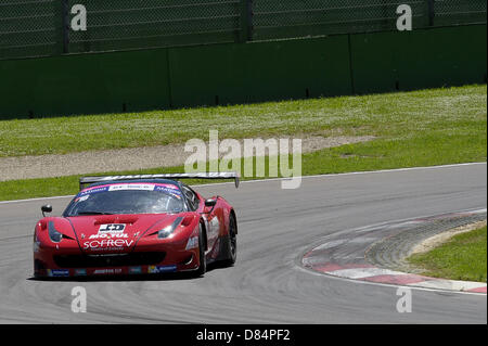 Imola, Italy. 19th May, 2013.   Barthez Fabien and Moullin Trafford of Sofrev ASP team in Ferrari 458  during the GT Tour FFSA from Imola. Stock Photo