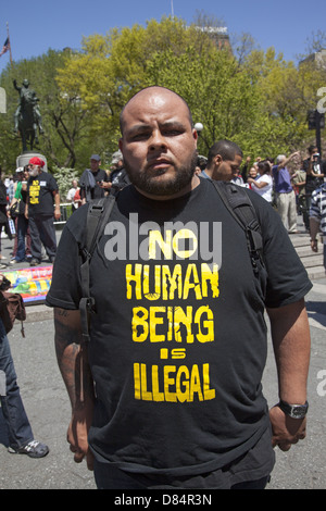 International Workers Day Rally at Union Square in NYC brings out unions, undocumented workers anti-government groups Stock Photo