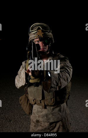 Portrait of a U.S. Marine wearing night vision device. Stock Photo