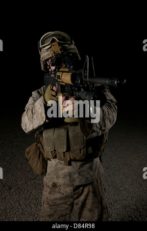 Portrait of a U.S. Marine wearing night vision device. Stock Photo