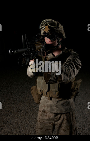 Portrait of a U.S. Marine wearing night vision device. Stock Photo