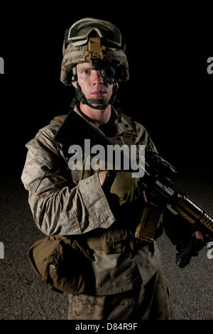 Portrait of a U.S. Marine wearing night vision device. Stock Photo