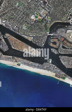 aerial photo map of Newport Beach harbor, Orange County, California Stock Photo