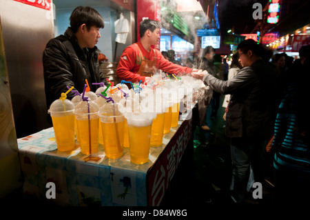 Dry ice beverages at Wangfujing Snack Street in Dongcheng District, Beijing, China Stock Photo