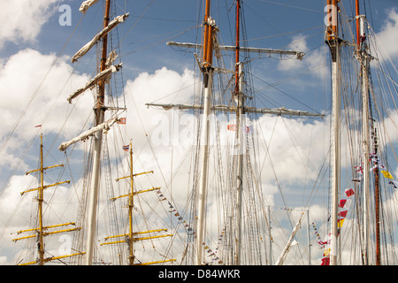 Old sailing ships on Ij Meer in Amsterdam, Netherlands. Stock Photo