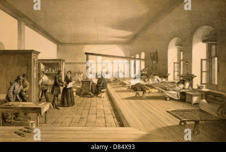 Hospital ward at Scutari during the Crimean War, after the arrival of Florence Nightingale. Stock Photo