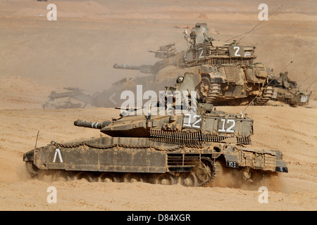 A pair of Israel Defense Force Merkava Mark IV main battle tanks. Stock Photo