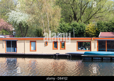 Floating houses in Amsterdam, Netherlands. Stock Photo