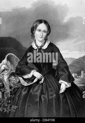 Charlotte Bronte (1816-1855) on engraving from 1885. English novelist and poet. Stock Photo