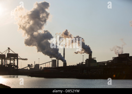 Emissions from a Tata steel works in Ijmuiden, Netherlands. Stock Photo