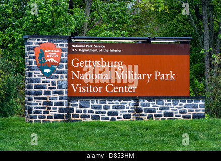 Gettysburg National Military Park sign, Adams County, Pennsylvania, USA Stock Photo