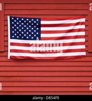 American flag displayed on wall Stock Photo