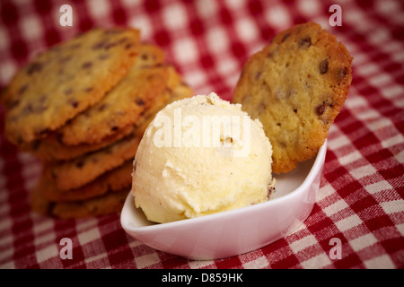 Cookies ice cream with homemade cocolate chip cookies Stock Photo