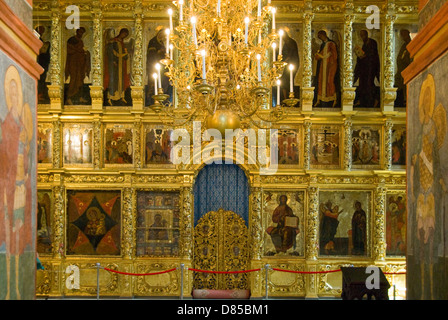 Icons in Smolensk Cathedral, Novodevichy Convent, Moscow Stock Photo