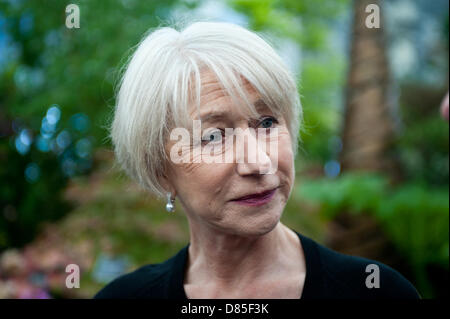 London, UK - 20 May 2013: Dame Helen Mirren visits the Burncoose stand which is designed to illustrate how a garden exhibit would have been seen in the early days of RHS Chelsea Flower Show  during the RHS Chelsea Flower Show 2013 edition press day. Credit: Piero Cruciatti/Alamy Live News Stock Photo