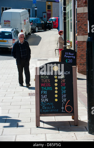 Maruji Beach Spa sign, Shrewsbury, Shropshire Stock Photo