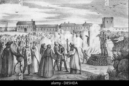 An auto da fe at the time of the Inquisition Stock Photo
