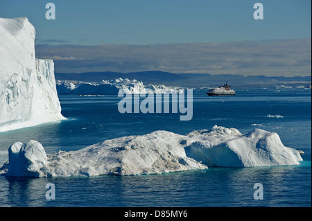 Icebergs in Disko Bay near Ilulisat Greenland Stock Photo