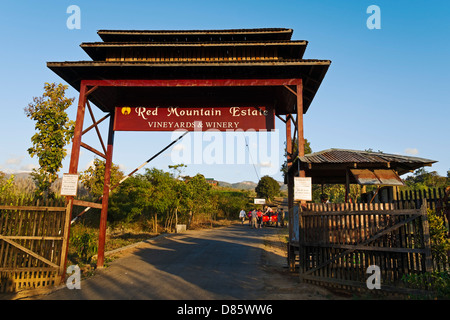 Gate to Red Mountain Estate Vineyards & Winery near Nyaung Shwe, Inle Lake Region, Myanmar Stock Photo