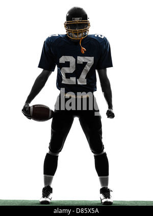 one  quarterback american football player man in silhouette studio isolated on white background Stock Photo