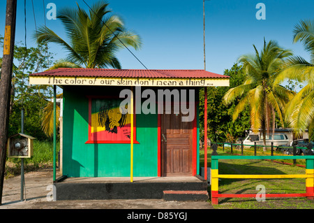 Rastaman house on a beach of puerto viejo talamanca, carribean coast of Costa Rica, Central America Stock Photo