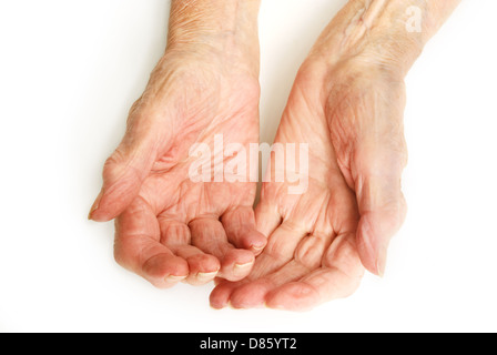 Old Lady's hands open Stock Photo