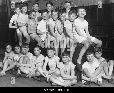 Boys Club Gym Class Group Photograph 1934 Stock Photo 