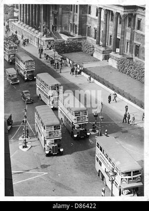 Buses in Trafalgar Square, London Stock Photo