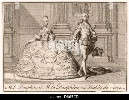 Louis Xvi And Marie Antoinette In Wedding Costumes Stock Photo