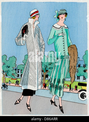 Two ladies in outfits by Jeanne Lanvin Stock Photo